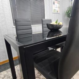 KOSY KOALA Dining Table & 6 Chairs Black Glass 6 Leather Chairs Dining Room Furniture in Brown - thumbnail 6