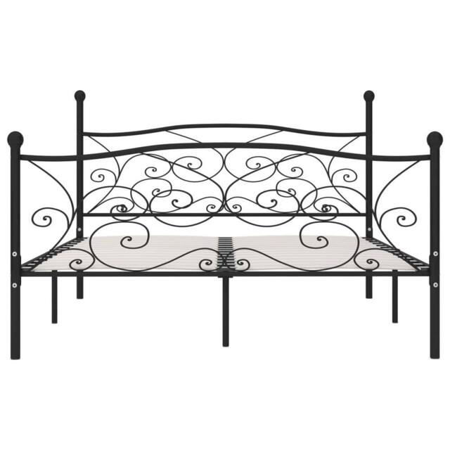 Berkfield Home Elegant Bed Frame with Slatted Base Black Metal 180x200 cm Super King - image 1