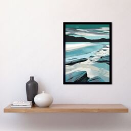 "Artery8 Wall Art Print Luskentyre Beach Isle of Harris Coastal Landscape Art Framed in Black - Size: W12"" x H16""" - thumbnail 2