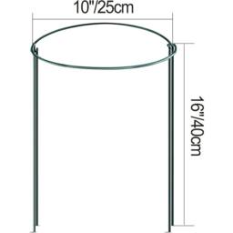 VOGREX 40cm Half Round Metal Plant Stakes 8Pcs Flower Support Ring Frame Cage in Green - thumbnail 2