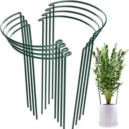 VOGREX 40cm Half Round Metal Plant Stakes 8Pcs Flower Support Ring Frame Cage in Green - thumbnail 1