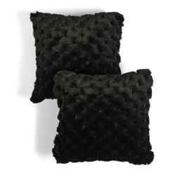 OHS 2 Pack Soft Jumbo Waffle Fur Decorative Square Cushion Covers in Black - Size: 45 cm x 45 cm - thumbnail 3