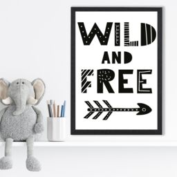 ARTZE Cute Wild & Free Scandi Quote Framed Print SIZE: A2 with Black Frame - Size: A4 - thumbnail 2