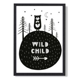 ARTZE Cute Wild & Free Scandi Quote Framed Print SIZE: A2 with Black Frame - Size: A4 - thumbnail 1