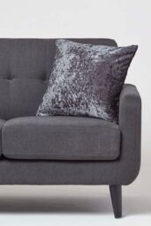 Homescapes Luxury Crushed Velvet Cushion Cover in Dark Grey - Size: 45 cm x 45 cm - thumbnail 2
