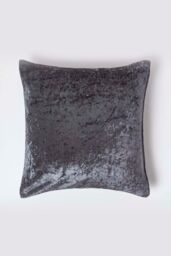 Homescapes Luxury Crushed Velvet Cushion Cover in Dark Grey - Size: 45 cm x 45 cm
