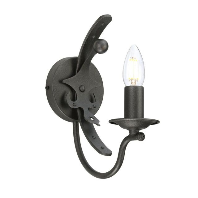 Loops Wall Light Sconce Black Steel Black Candle Holder Tube Graphite LED E14 60W