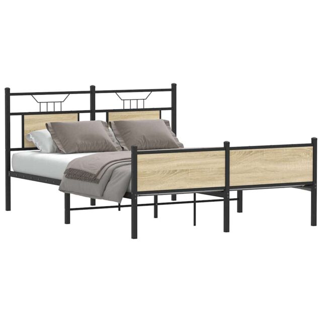 Berkfield Home Bed Frame without Mattress Sonoma Oak 140x190 cm Engineered Wood in Brown - image 1