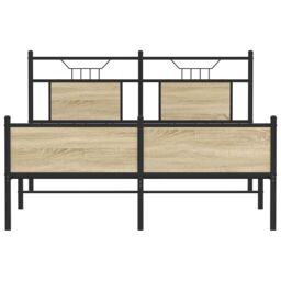 Berkfield Home Bed Frame without Mattress Sonoma Oak 140x190 cm Engineered Wood in Brown - thumbnail 6