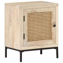 Berkfield Home Beautiful Bedside Cabinet 40x30x50 cm Solid Mango Wood & Natura in Light Brown - Size: 40 x 30 x 50 cm - thumbnail 8