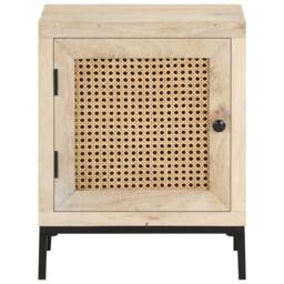 Berkfield Home Beautiful Bedside Cabinet 40x30x50 cm Solid Mango Wood & Natura in Light Brown - Size: 40 x 30 x 50 cm - thumbnail 3