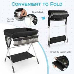 Costway Portable Baby Changing Table Foldable Diaper Changing Station in Black - thumbnail 8