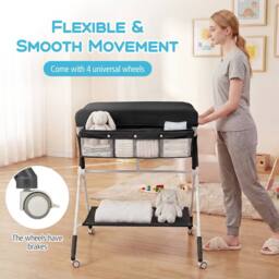 Costway Portable Baby Changing Table Foldable Diaper Changing Station in Black - thumbnail 9