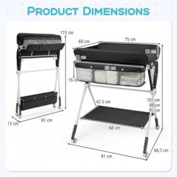 Costway Portable Baby Changing Table Foldable Diaper Changing Station in Black - thumbnail 2