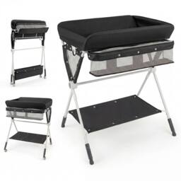 Costway Portable Baby Changing Table Foldable Diaper Changing Station in Black - thumbnail 4