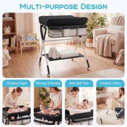 Costway Portable Baby Changing Table Foldable Diaper Changing Station in Black - thumbnail 5