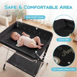 Costway Portable Baby Changing Table Foldable Diaper Changing Station in Black - thumbnail 7