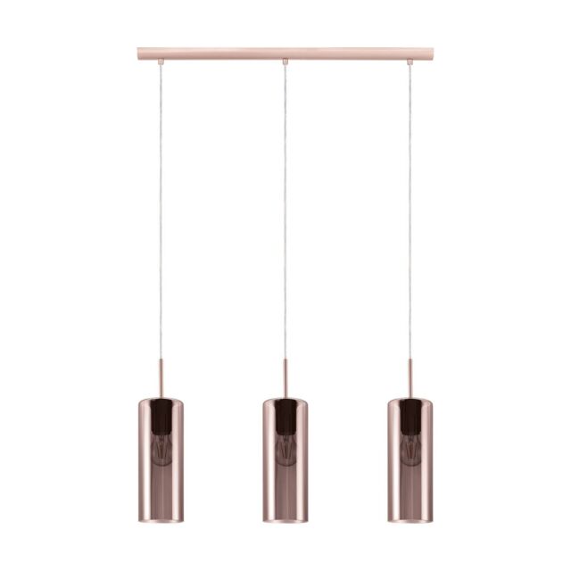 Loops Pendant Light Satin Nickel Shade Copper Coloured Glass Vaporized Bulb E27 3x15W - image 1