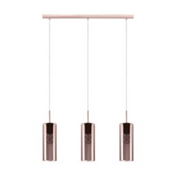 Loops Pendant Light Satin Nickel Shade Copper Coloured Glass Vaporized Bulb E27 3x15W - thumbnail 1