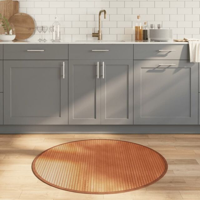 Berkfield Home Rug Round Brown100 cm Bamboo in Brown - Size: Medium - image 1