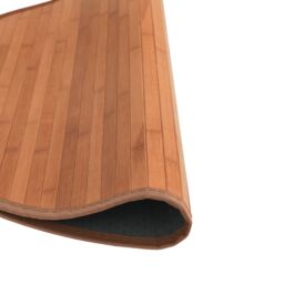 Berkfield Home Rug Round Brown100 cm Bamboo in Brown - Size: Medium - thumbnail 4
