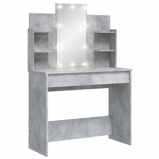 Berkfield Home Dressing Table with LED Lights Concrete Grey 96x40x142 cm - Size: 96 x 40 x 142 cm - image 1
