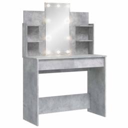 Berkfield Home Dressing Table with LED Lights Concrete Grey 96x40x142 cm - Size: 96 x 40 x 142 cm