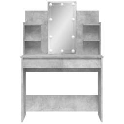 Berkfield Home Dressing Table with LED Lights Concrete Grey 96x40x142 cm - Size: 96 x 40 x 142 cm - thumbnail 5