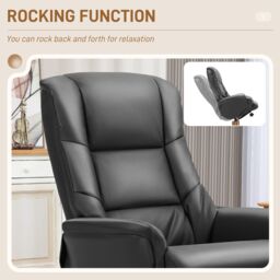 HOMCOM Recliner Armchair with Wood Base, Upholstered Reclining Chair, Black - thumbnail 6