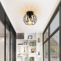 COMELY Vintage Ceiling Lights, Industrial Semi Flush Black Ceiling Lights, E27 - thumbnail 6