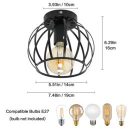 COMELY Vintage Ceiling Lights, Industrial Semi Flush Black Ceiling Lights, E27 - thumbnail 8