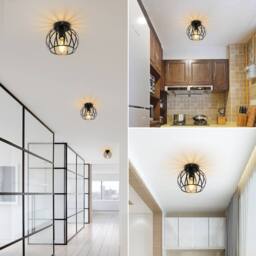 COMELY Vintage Ceiling Lights, Industrial Semi Flush Black Ceiling Lights, E27 - thumbnail 7