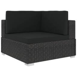 Berkfield Home 6 Piece Garden Lounge Set with Cushions Poly Rattan Black - thumbnail 4