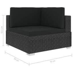 Berkfield Home 6 Piece Garden Lounge Set with Cushions Poly Rattan Black - thumbnail 8