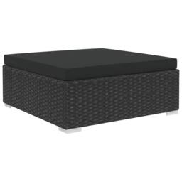 Berkfield Home 6 Piece Garden Lounge Set with Cushions Poly Rattan Black - thumbnail 6