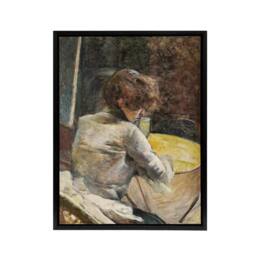 "Artery8 Waiting at the Studio Framed Canvas Wall Art Print Toulouse Lautrec in Brown - Size: W12"" x H16""" - thumbnail 1