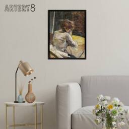 "Artery8 Waiting at the Studio Framed Canvas Wall Art Print Toulouse Lautrec in Brown - Size: W12"" x H16""" - thumbnail 3
