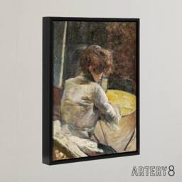 "Artery8 Waiting at the Studio Framed Canvas Wall Art Print Toulouse Lautrec in Brown - Size: W12"" x H16""" - thumbnail 2