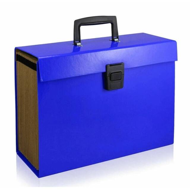 FLAVORA Blue 13 Pocket Expanding A4 Box File Organiser Paper Documents - Size: 100 cm x 15 cm - image 1