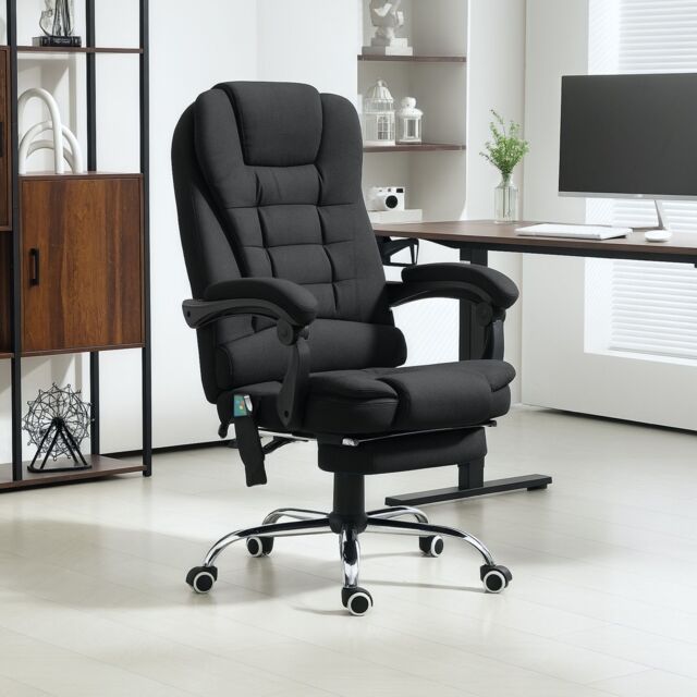 VINSETTO Ergonomic Heated 6 Points Vibration Massage Office Chair, Black - image 1