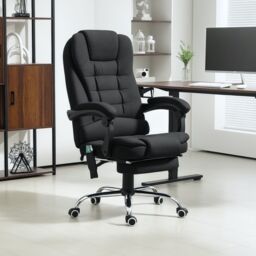 VINSETTO Ergonomic Heated 6 Points Vibration Massage Office Chair, Black - thumbnail 1