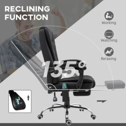 VINSETTO Ergonomic Heated 6 Points Vibration Massage Office Chair, Black - thumbnail 6