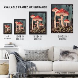 "Artery8 Vintage Fly Agaric Fairy Mushroom Toadstool Earthy Aesthetic Kitchen Large Wall Art Poster Print Thick Paper 18X24 Inch - Size: W18"" x H24""" - thumbnail 3