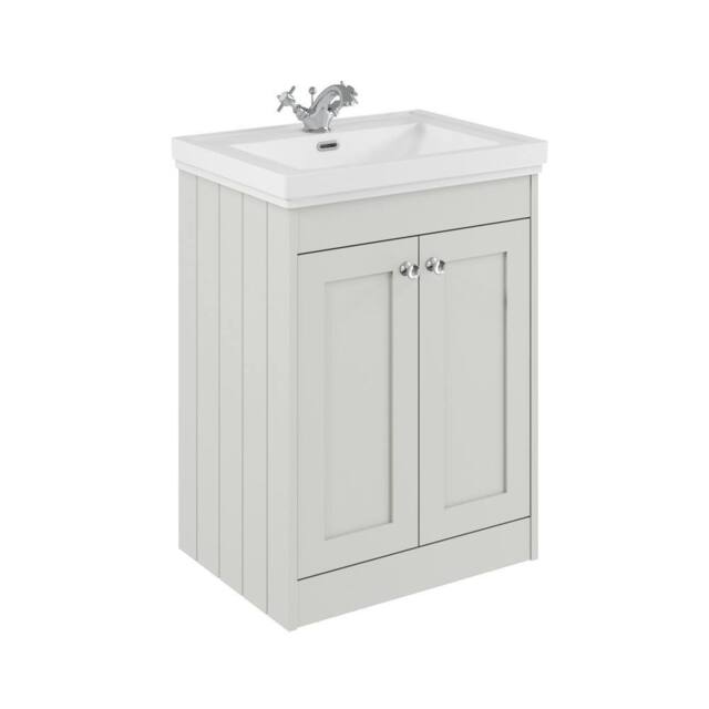 Balterley 600mm Floor Standing 2 Door Unit, Classic Basin 1 Tap Hole - White - image 1