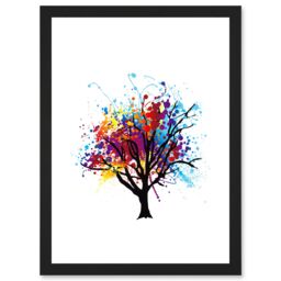 Artery8 Paint Splat Abstract Tree Rainbow Picture Artwork Framed Wall Art Print A4 in Black - thumbnail 1