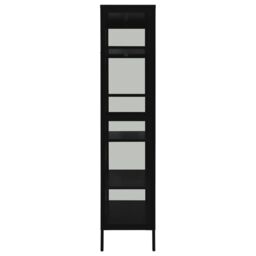 Berkfield Home Display Cabinet Black 90x40x180 cm Steel & Tempered Glass - Size: 90 x 40 x 180 cm - thumbnail 4
