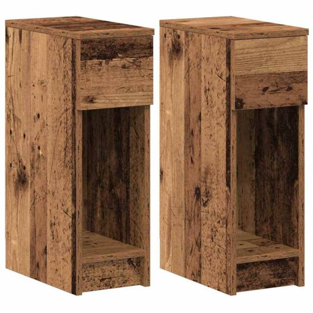 Berkfield Home Bedside Cabinets with Drawer 2 pcs Old Wood 20x36x60 cm in Brown - Size: 20 x 36 x 60 cm - image 1
