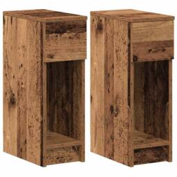 Berkfield Home Bedside Cabinets with Drawer 2 pcs Old Wood 20x36x60 cm in Brown - Size: 20 x 36 x 60 cm - thumbnail 1