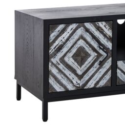 Orsina Geometric Pattern Media Unit, Durable Livingroom TV Unit, Strorage Modern TV Stand With Storage in Black - thumbnail 5