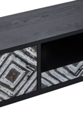 Orsina Geometric Pattern Media Unit, Durable Livingroom TV Unit, Strorage Modern TV Stand With Storage in Black - thumbnail 4